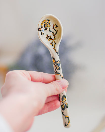 Black Rose Ceramic Spoon