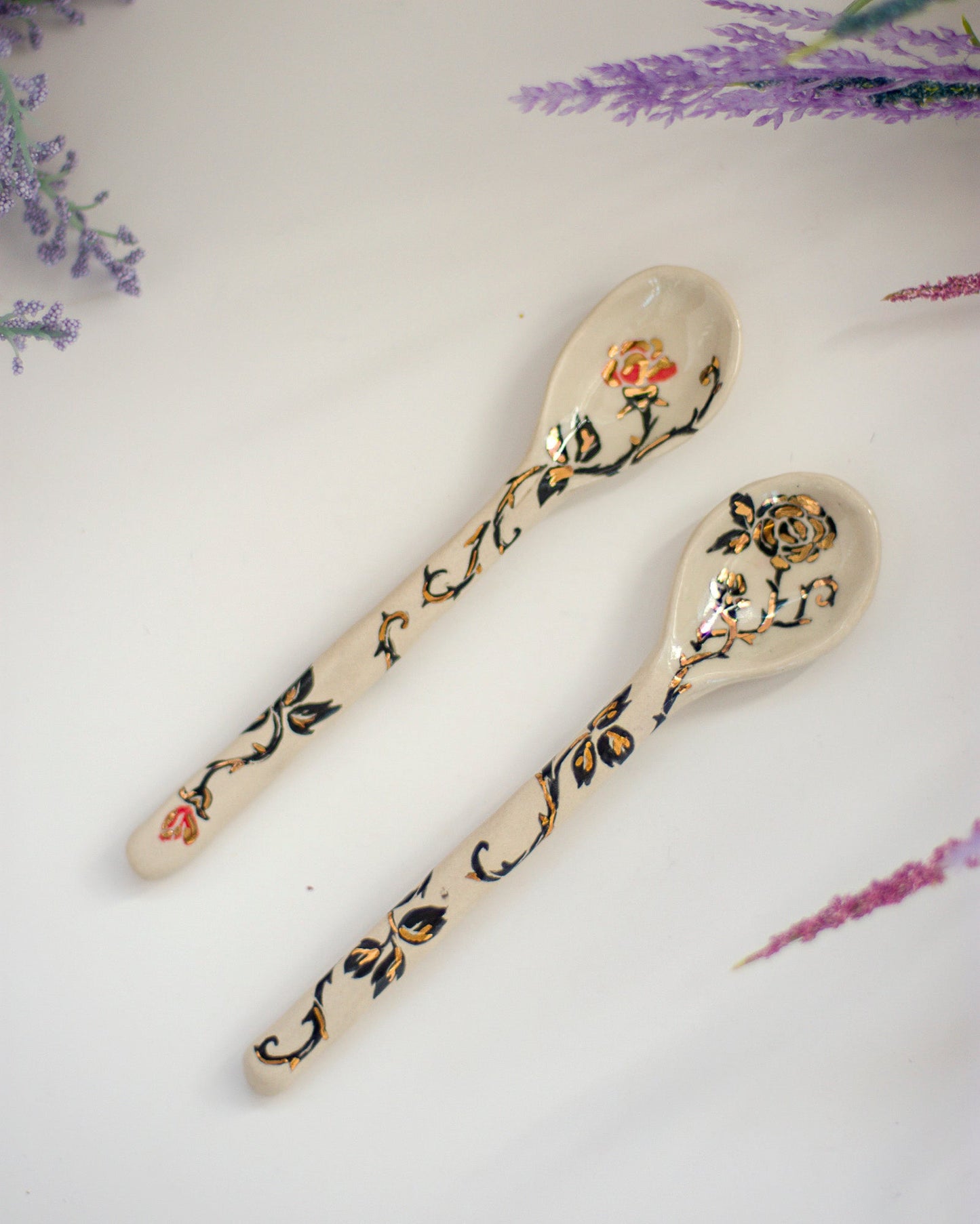 Black Rose Ceramic Spoon