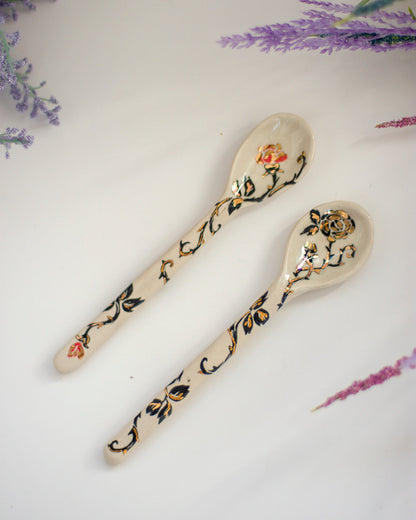 Black Rose Ceramic Spoon