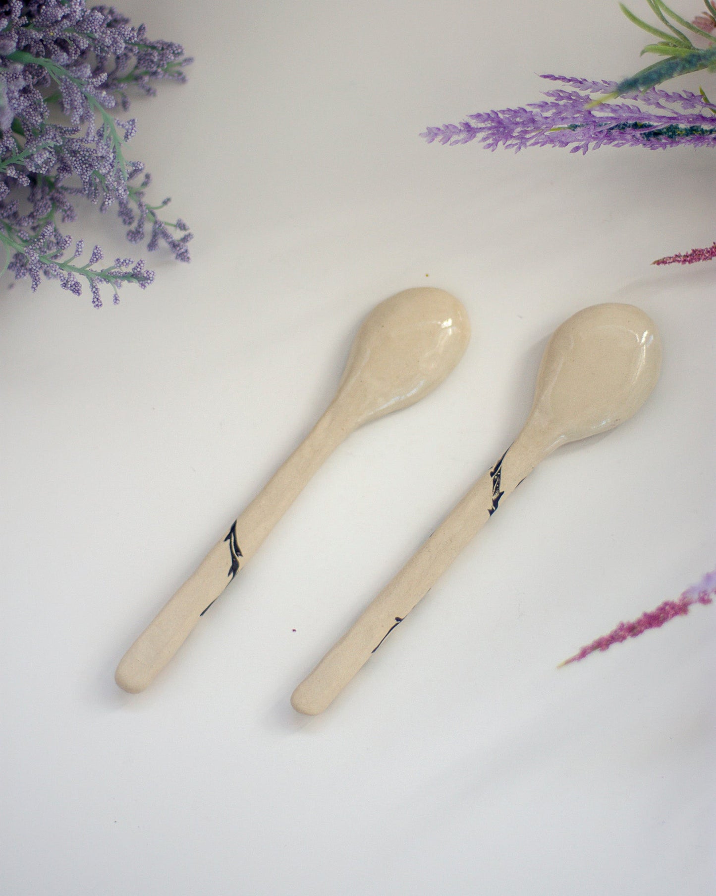 Black Rose Ceramic Spoon