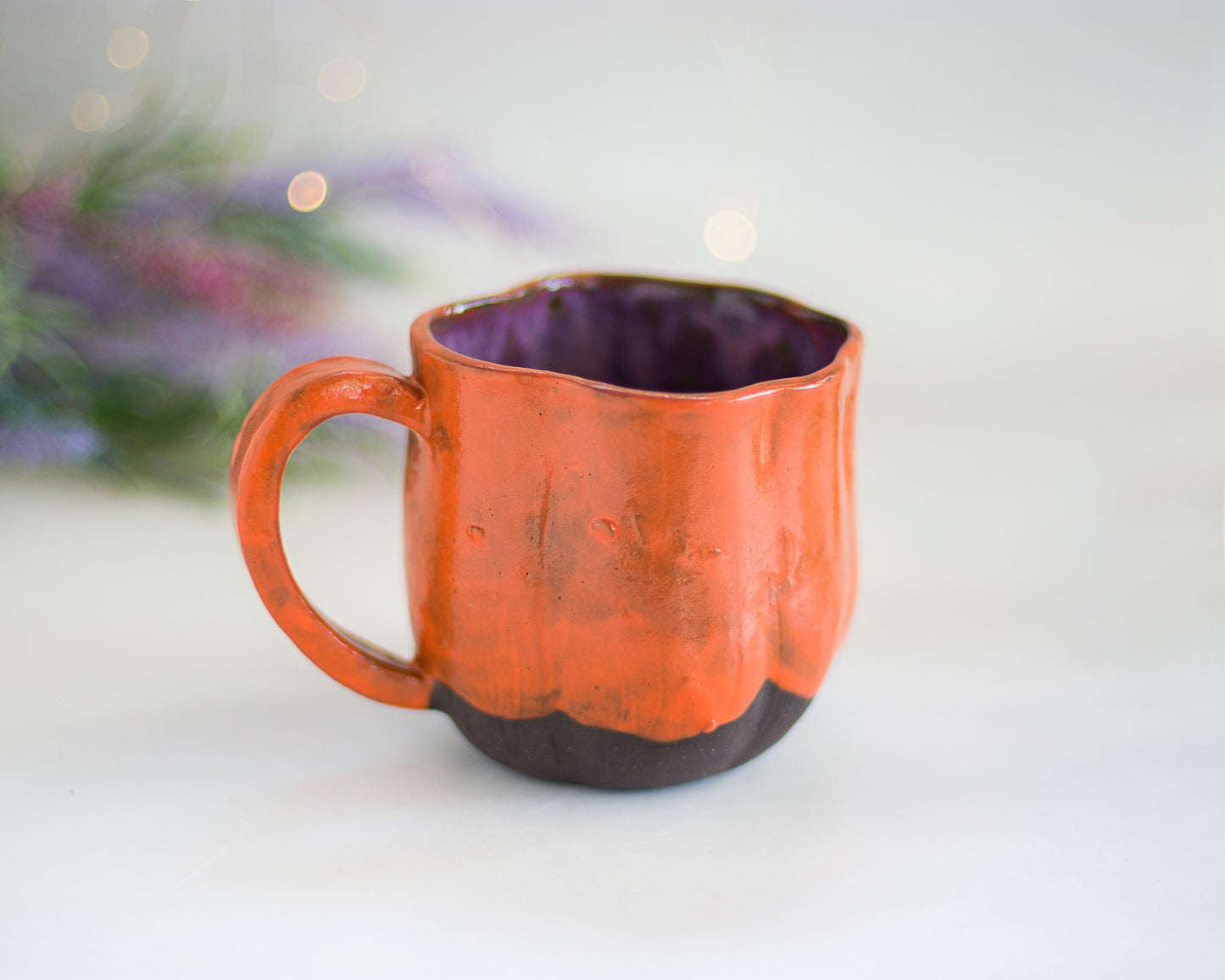 Dark Clay Textured Pumpkin Mug