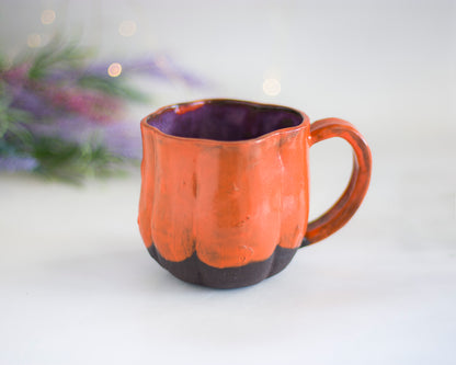 Dark Clay Textured Pumpkin Mug