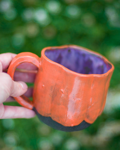 Dark Clay Textured Pumpkin Mug