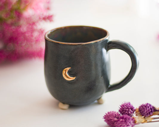 Satin Black Moon Cauldron Mug